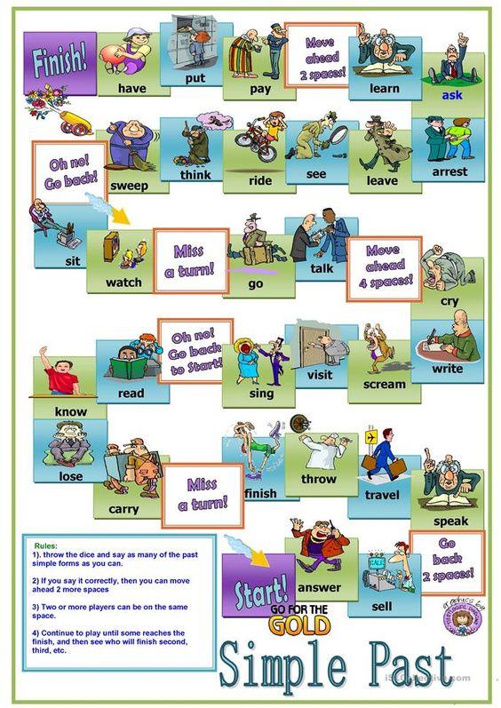 Grammar Corner Simple Past Verbs Board Game