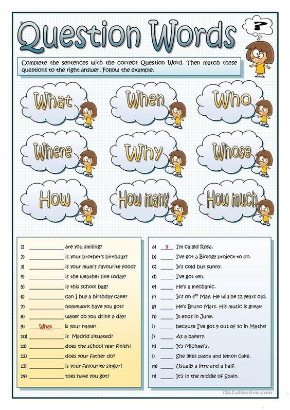 Grammar Corner Questions Words Worksheet