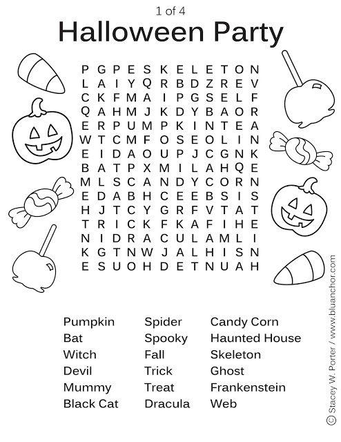 Grammar Corner Printable Halloween Party Word Find Activity Sheet