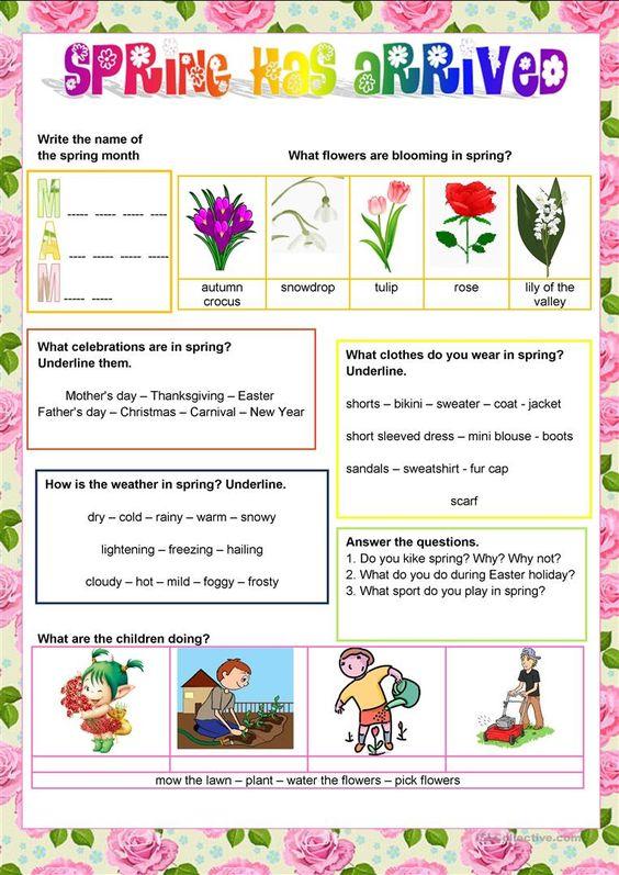 Grammar Corner Spring Has Arrived ESL Worksheet