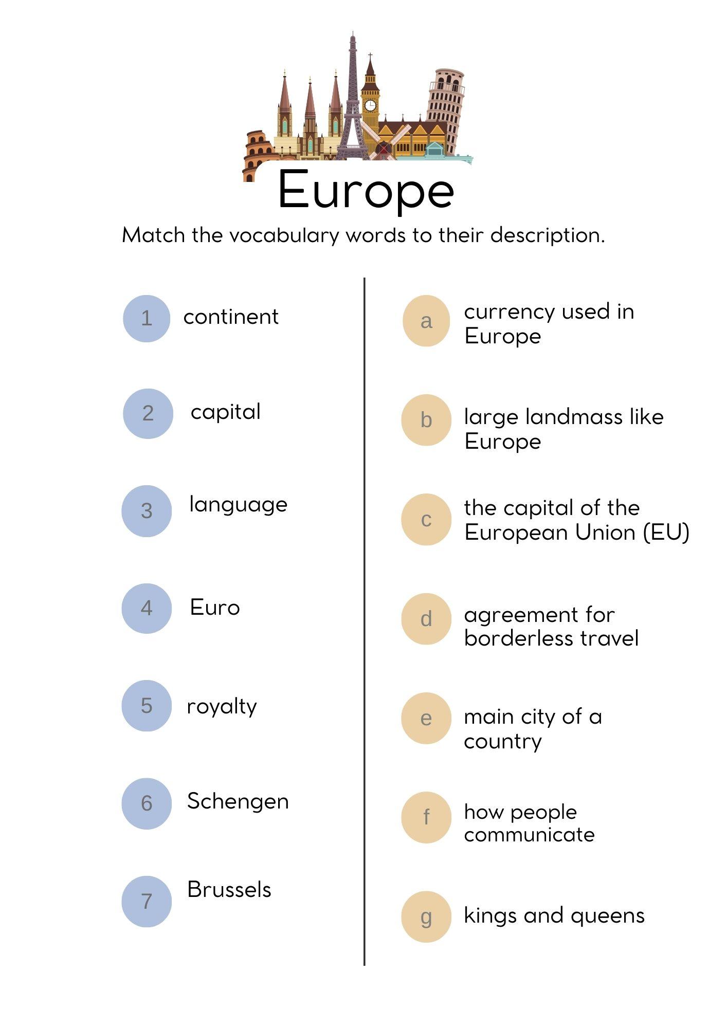Grammar Corner EFL Europe Word Match