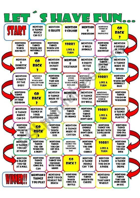 Grammar Corner Vocabulary Review Board Game