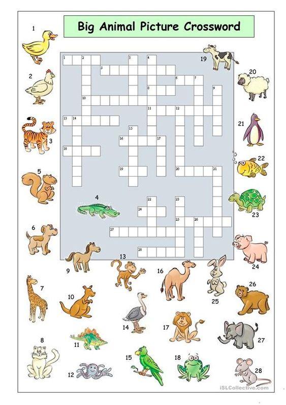 Grammar Corner Big Animal Picture Crossword