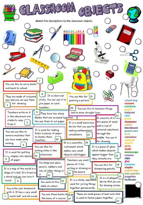 Grammar Corner Classroom Objects Vocabulary Practice