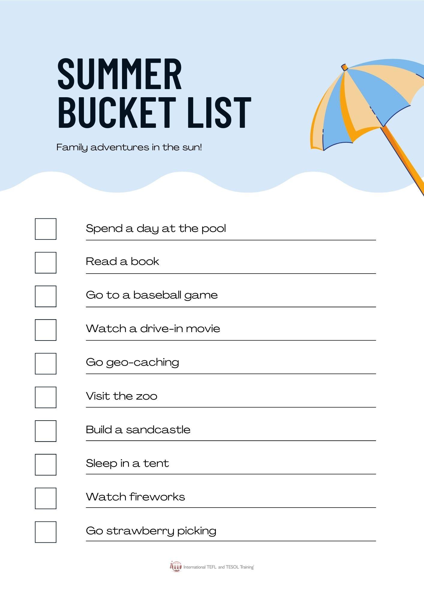 Grammar corner Summer Bucket List Grammar Corner Summer Bucket List