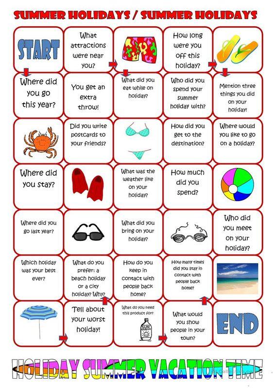 Grammar Corner Summer Holiday Board Game