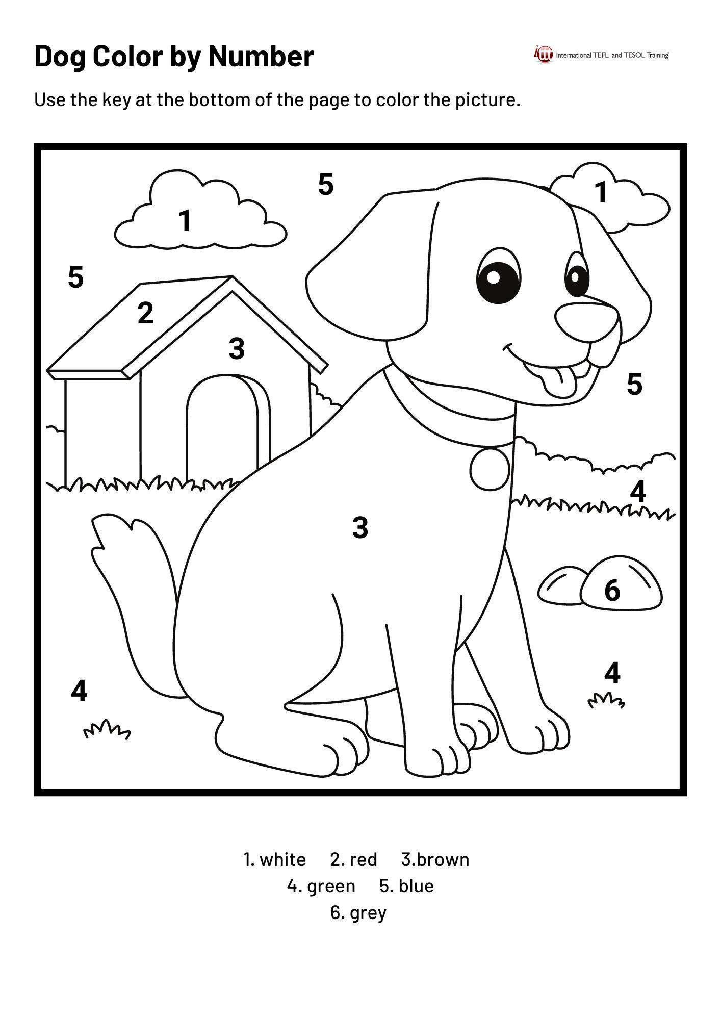 Grammar Corner Dog Color By Number