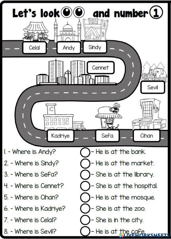 Grammar corner In My City - Where are they? Worksheet