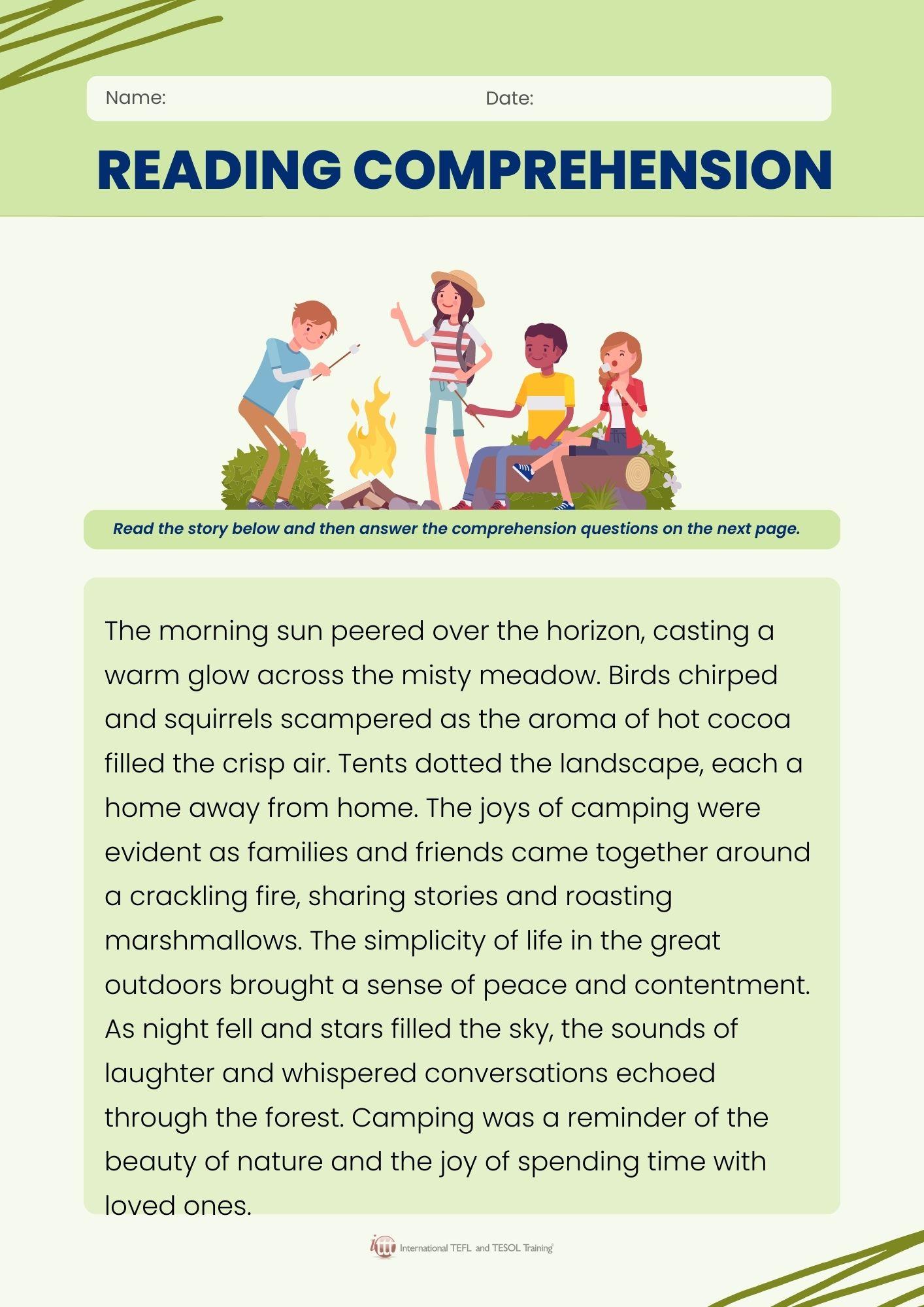 Grammar corner EFL Reading Comprehension With Worksheet