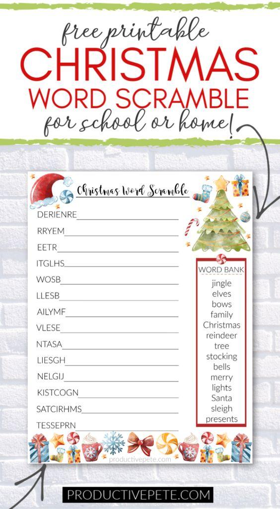 Grammar corner Christmas Word Scramble Worksheet