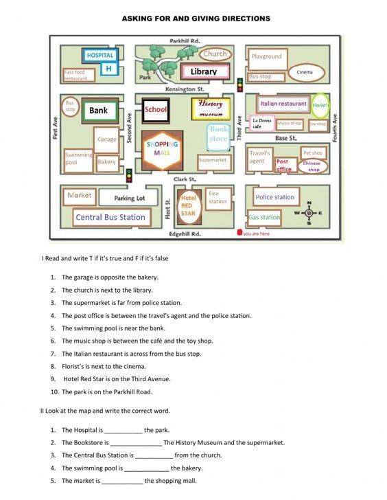 Grammar corner Asking for and Giving Directions ESL Worksheet