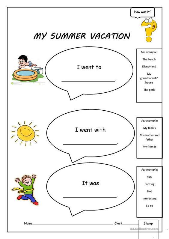 Grammar corner My Summer Vacation Worksheet