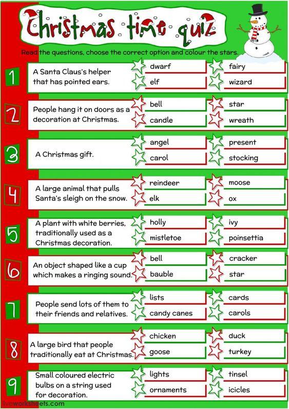 Grammar corner Christmas Time Quiz Worksheet