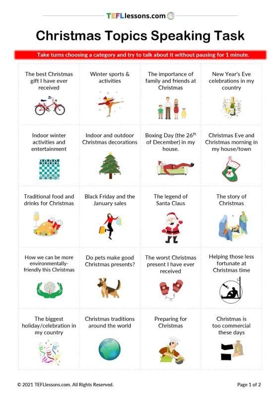 Grammar corner Christmas Speaking Activity