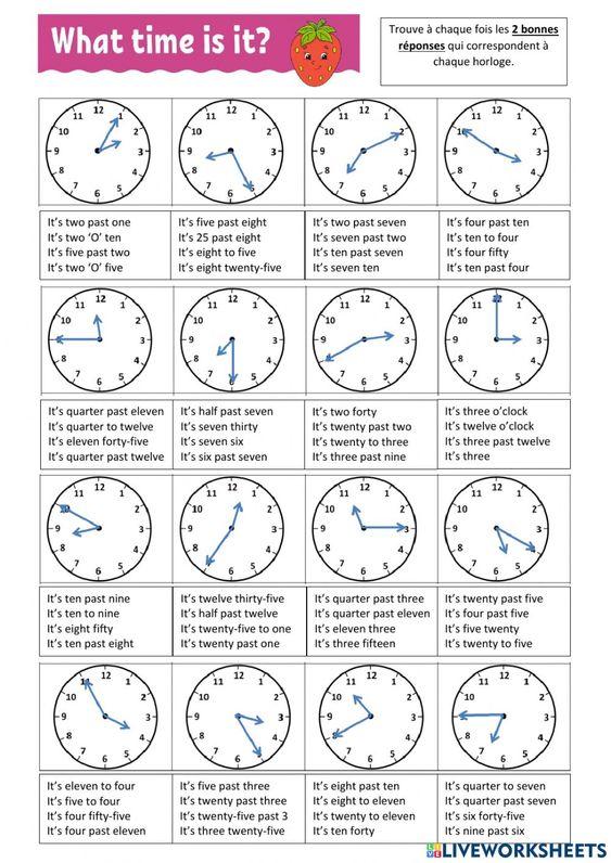 Grammar corner What time is it? Worksheet