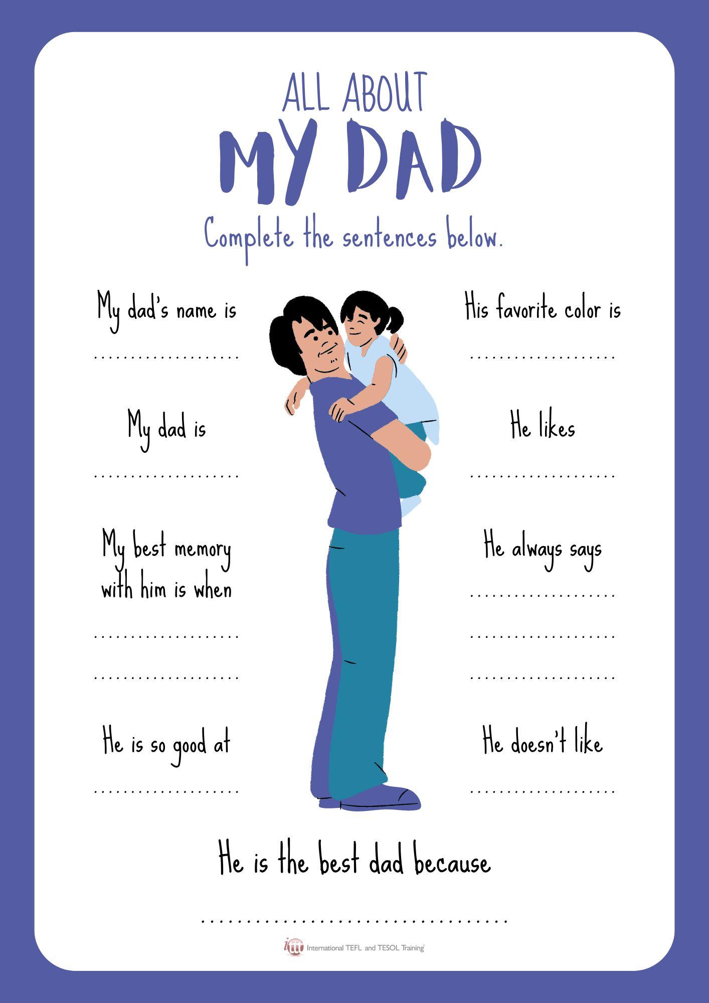 Grammar corner Sentences All About Dad