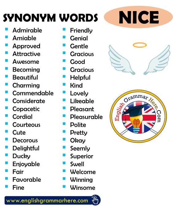 Grammar corner Synonym Words for NICE