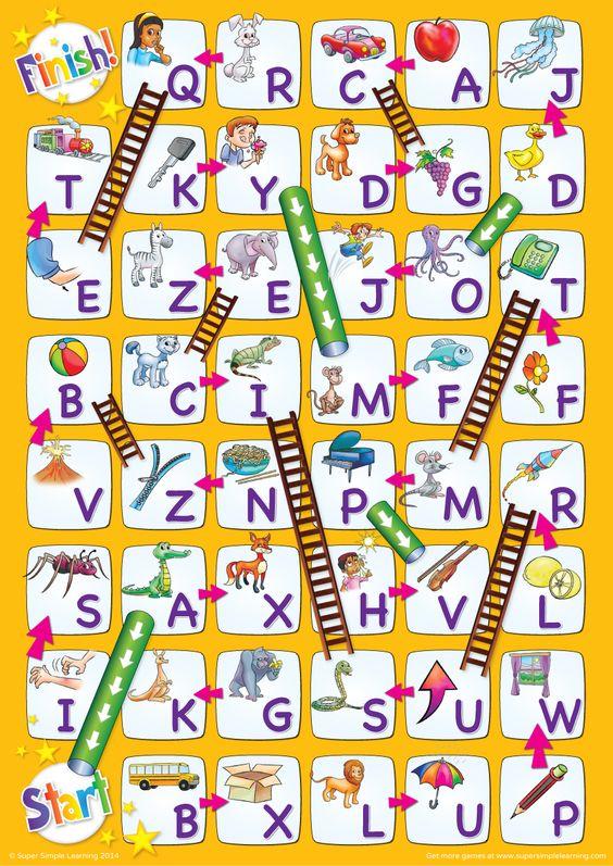 Grammar corner Uppercase Alphabet Chutes & Ladders Game