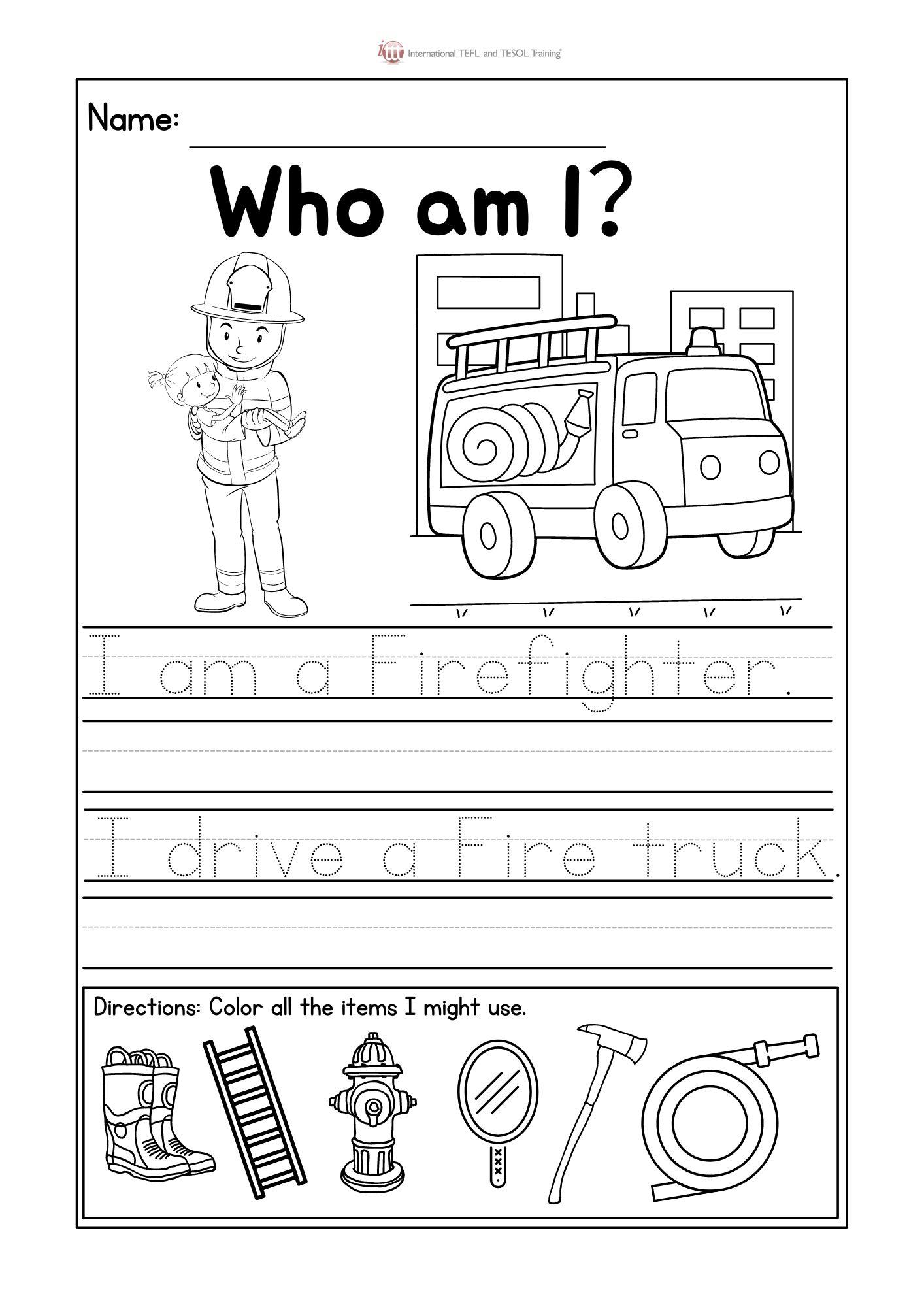 Grammar corner I am a Firefighter EFL Worksheet