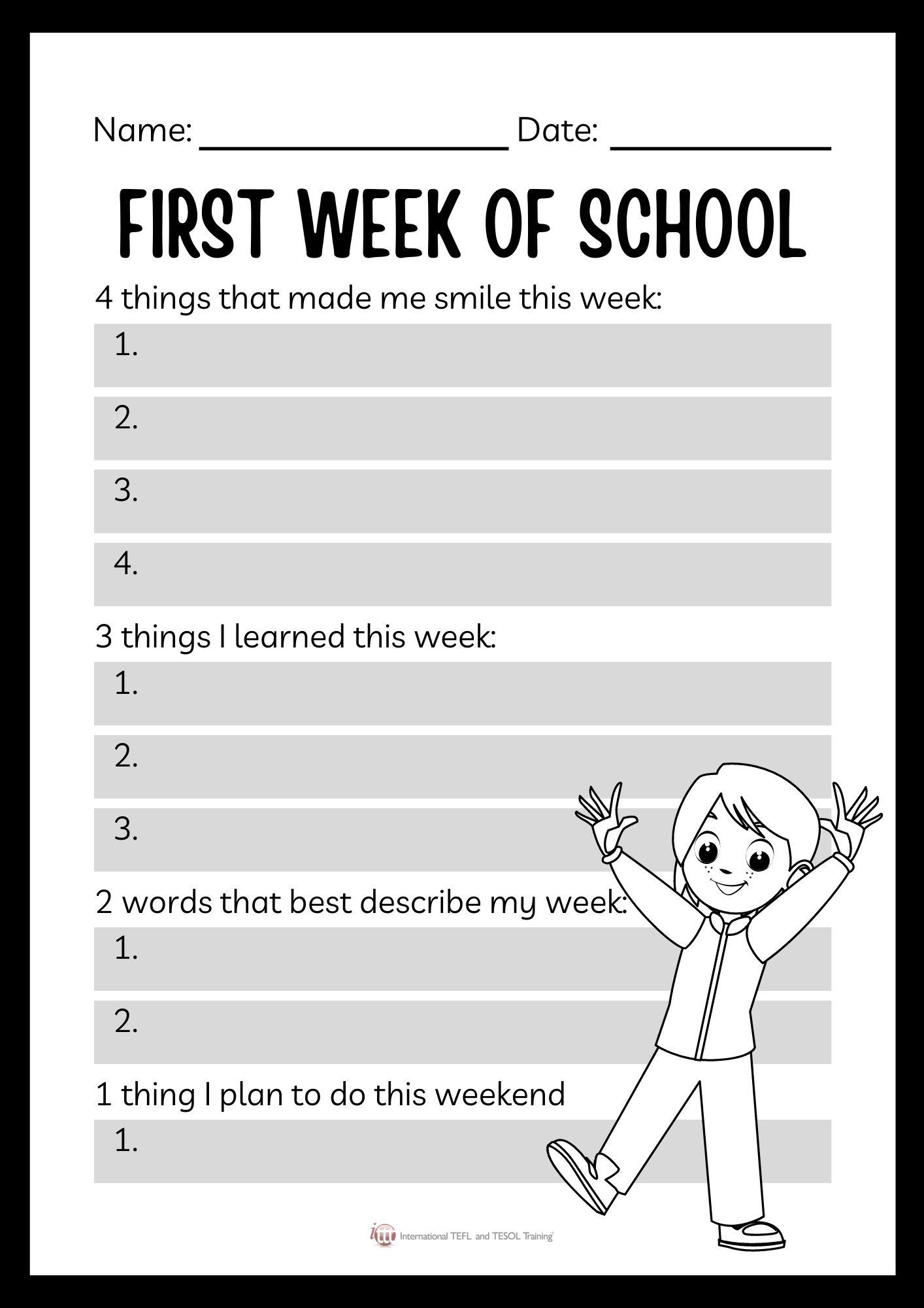 Grammar corner First Week of School Writing Prompt