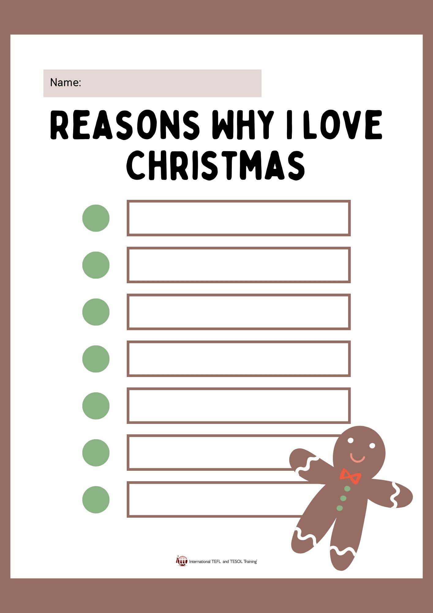 Grammar corner EFL Writing Reasons Why I love Christmas
