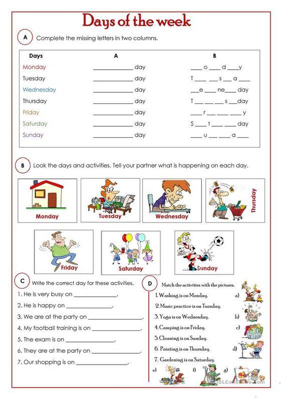 Grammar corner Days of the Week Worksheet