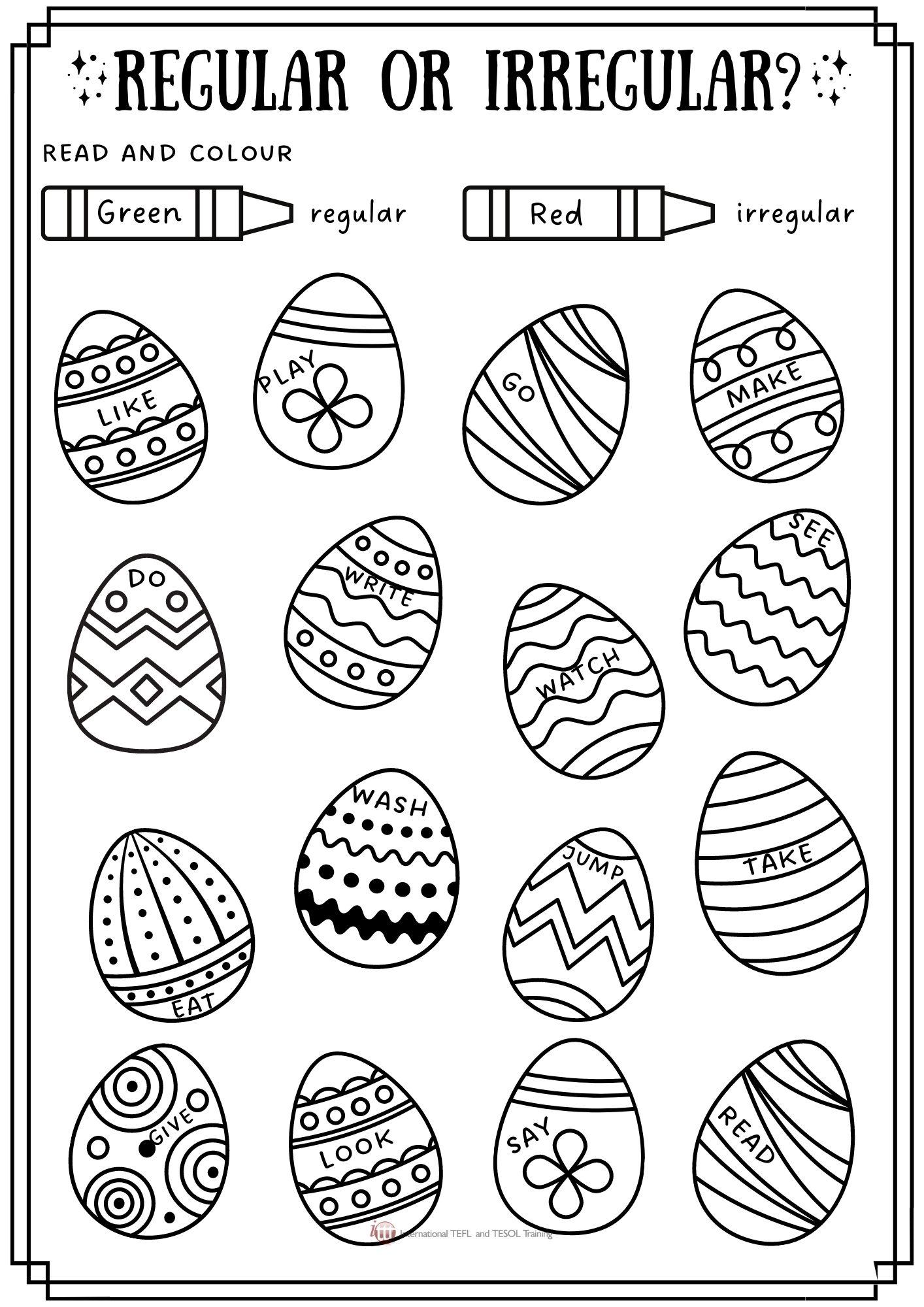 Grammar corner Regular or Irregular Verb Easter Eggs