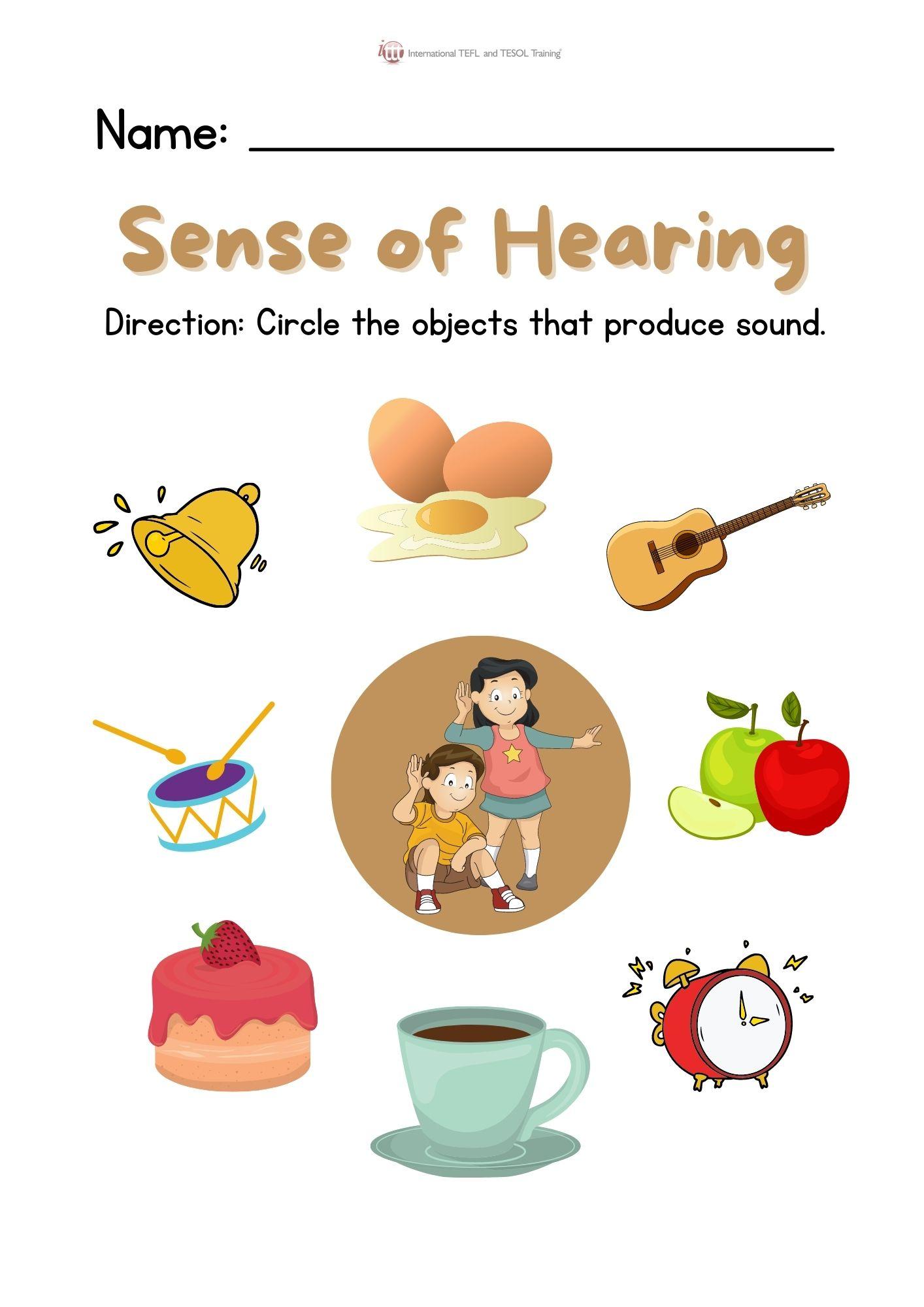 Grammar corner Sense of Hearing Worksheet