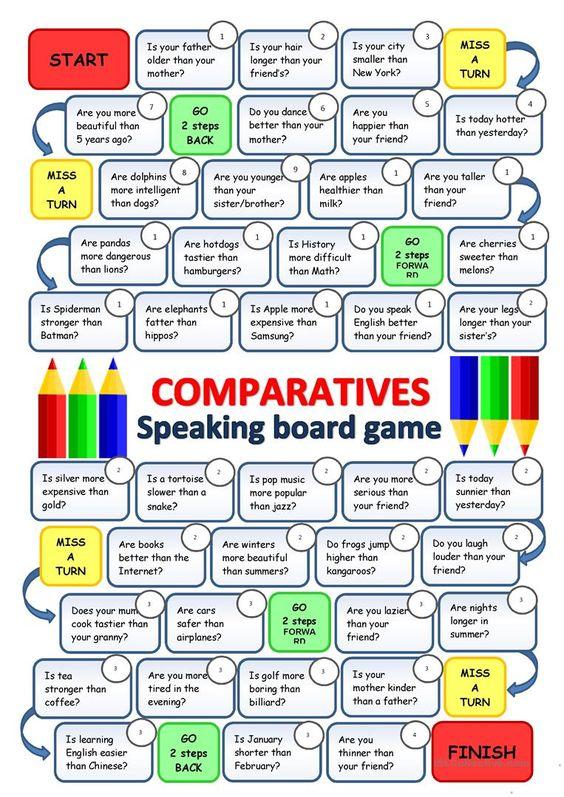 Grammar corner Comparatives Board Game