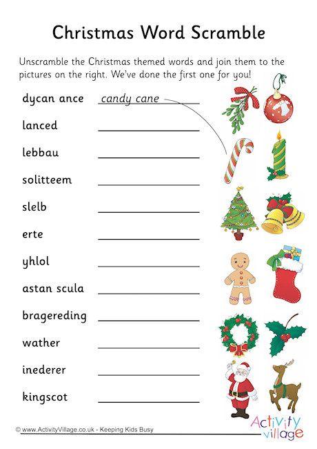 Grammar corner Christmas Word Scramble