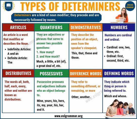 Grammar corner Types of Determiners in English