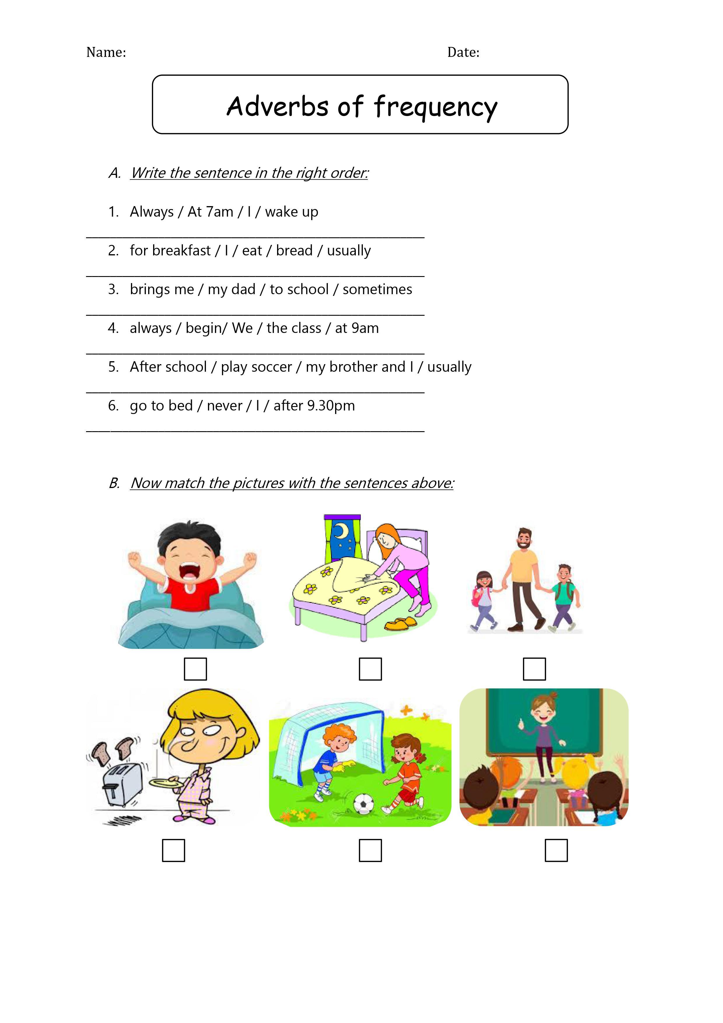 Grammar corner Adverbs of Frequency Worksheet