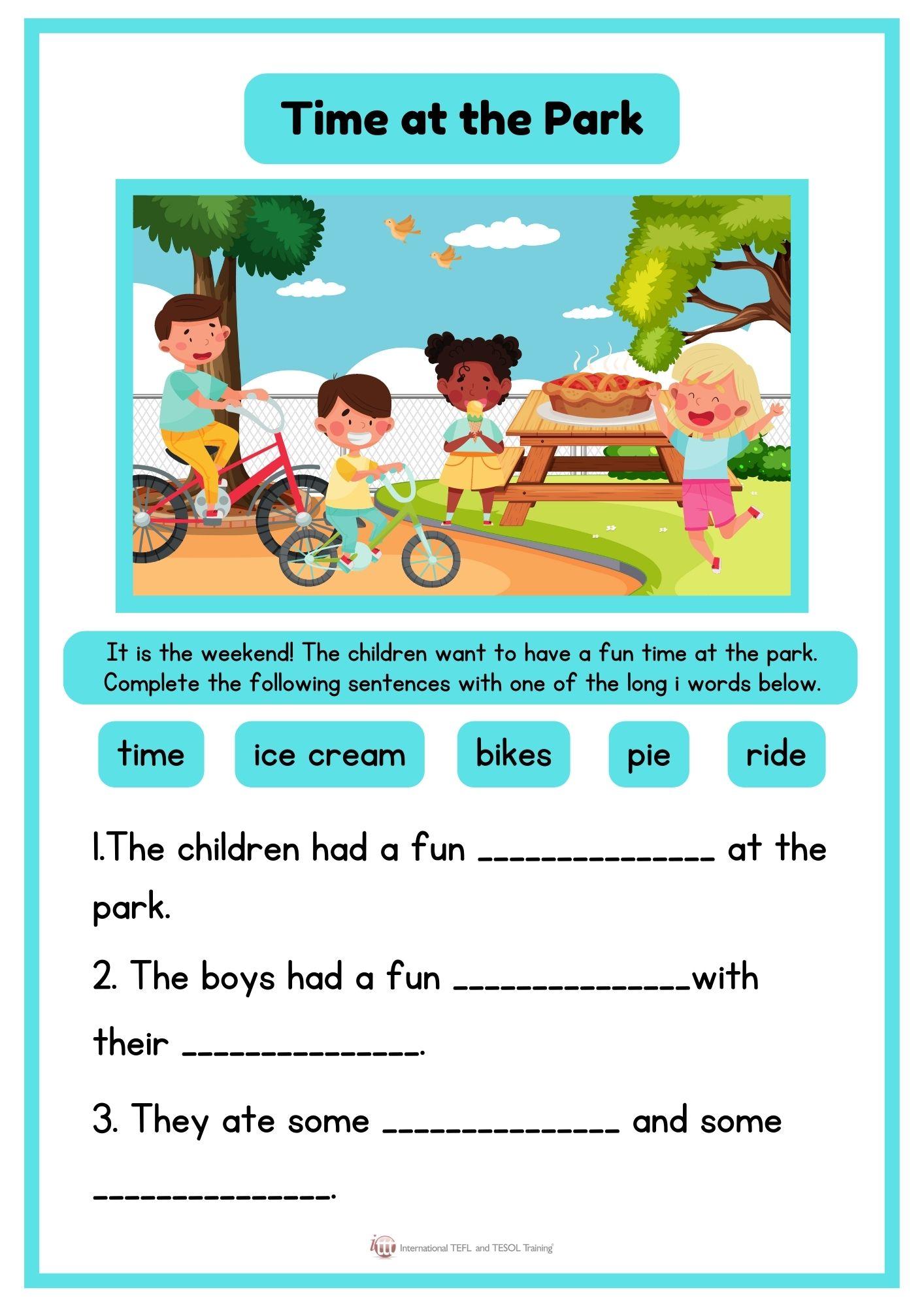 Grammar corner Time At The Park LONG I Gap Fill
