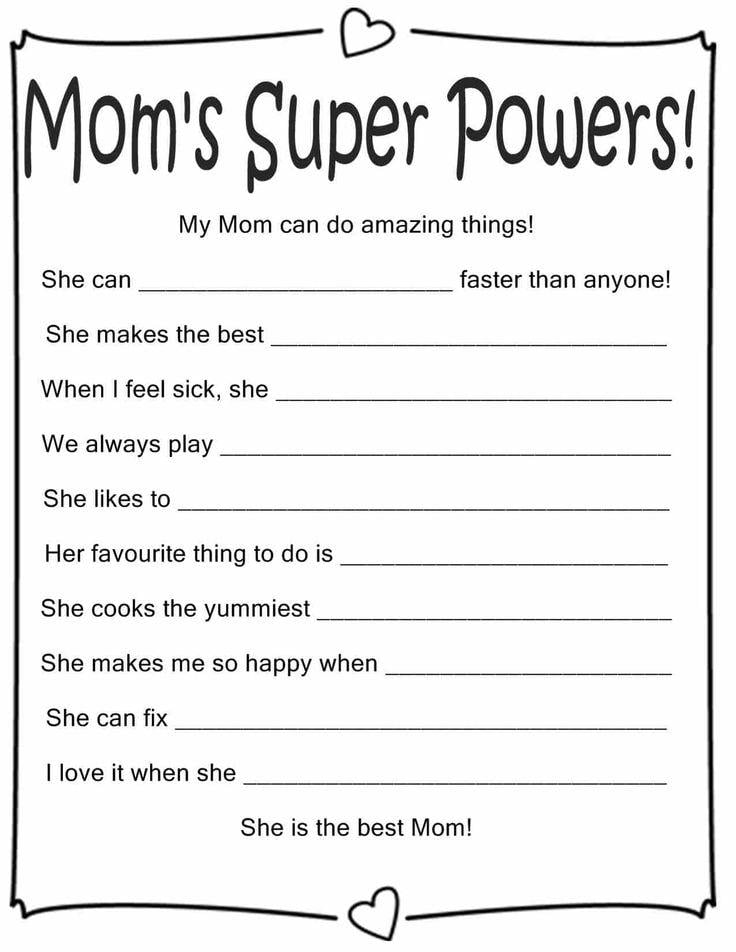 Grammar corner Mother's Day Worksheet Mom’s Super Powers