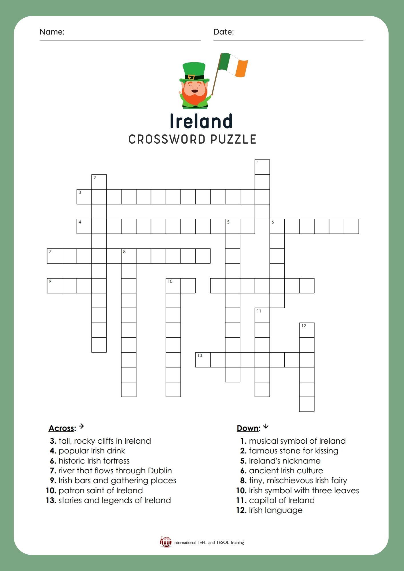 Grammar corner EFL Ireland Vocabulary Crossword Puzzle