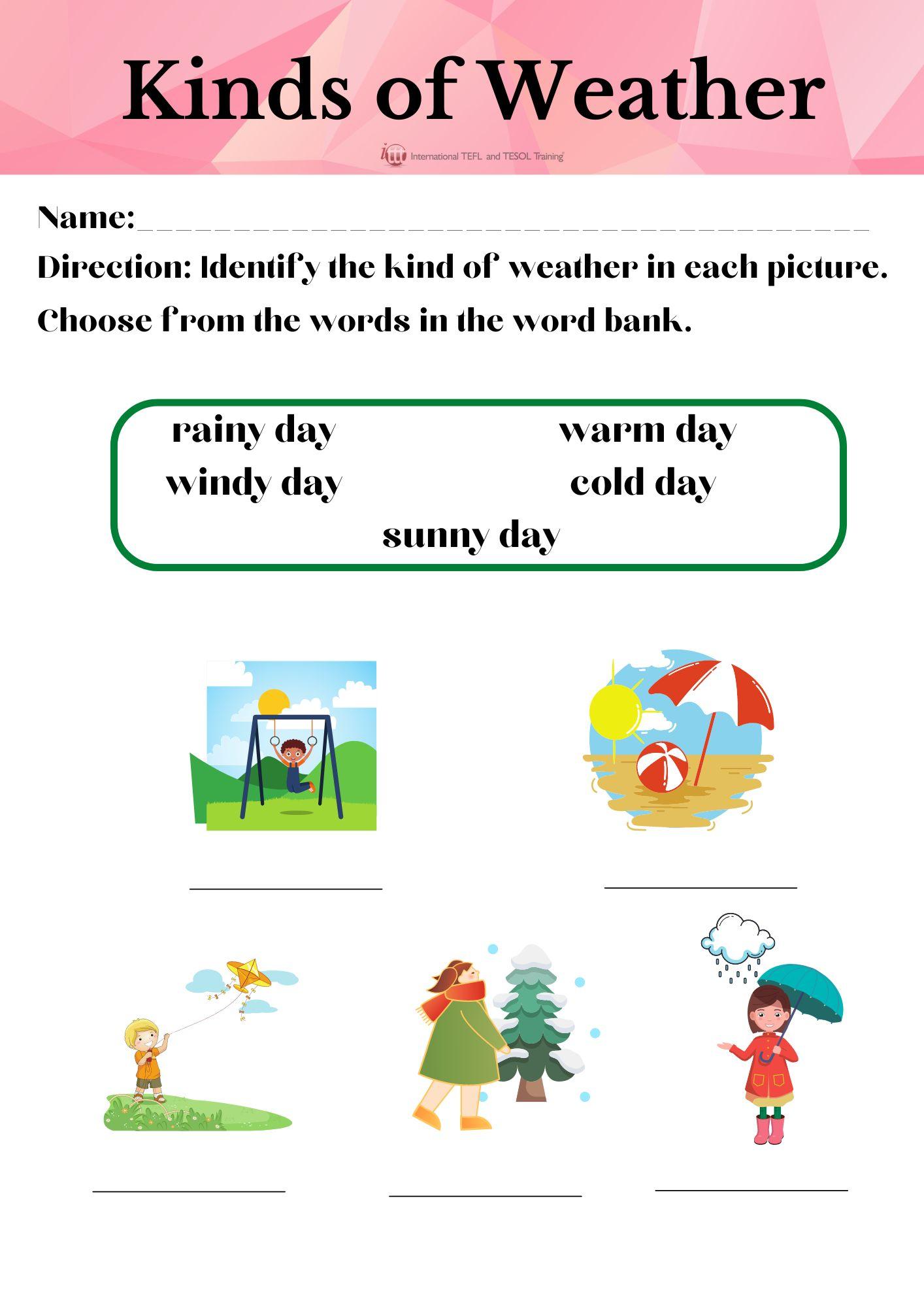 Grammar corner Kinds of Weather EFL Worksheet