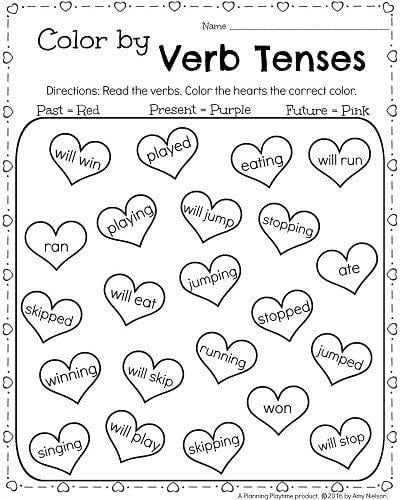 Grammar corner Color by Verb Tenses