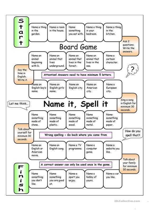 Grammar corner Board Game - Name it, Spell it