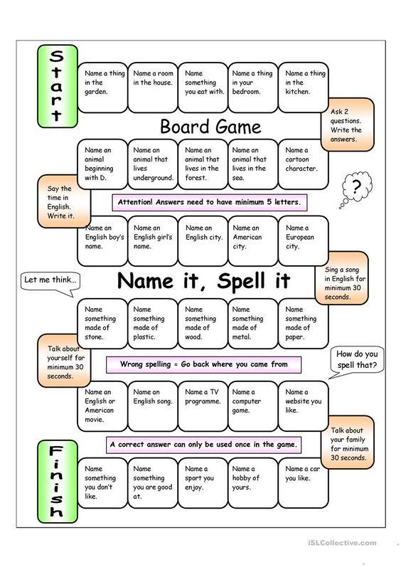 Grammar corner Board Game - Name it, Spell it