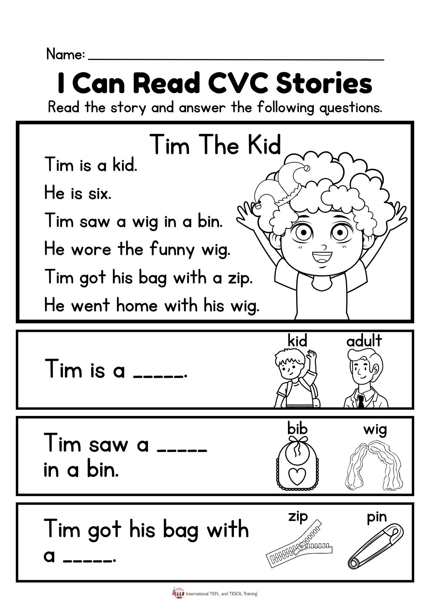 Grammar corner I Can Read CVC Stories - Tim The Kid