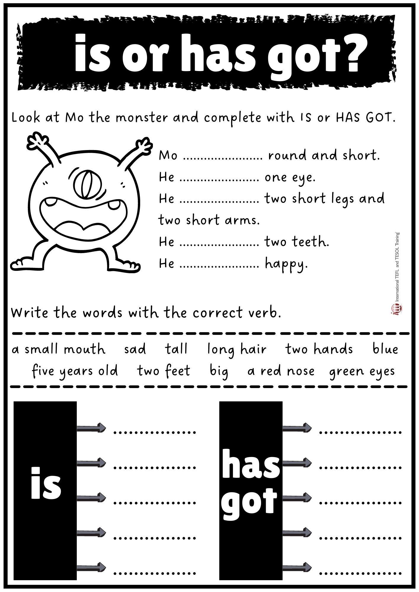 Grammar corner IS or HAS GOT EFL Worksheet