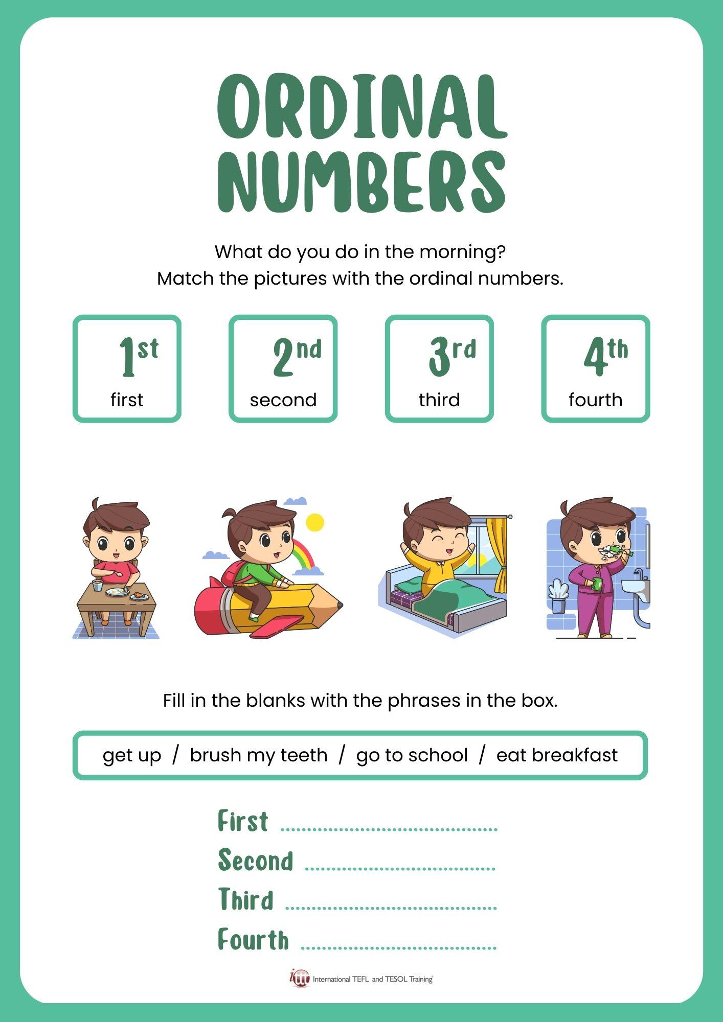 Grammar corner Ordinal Numbers EFL Worksheet