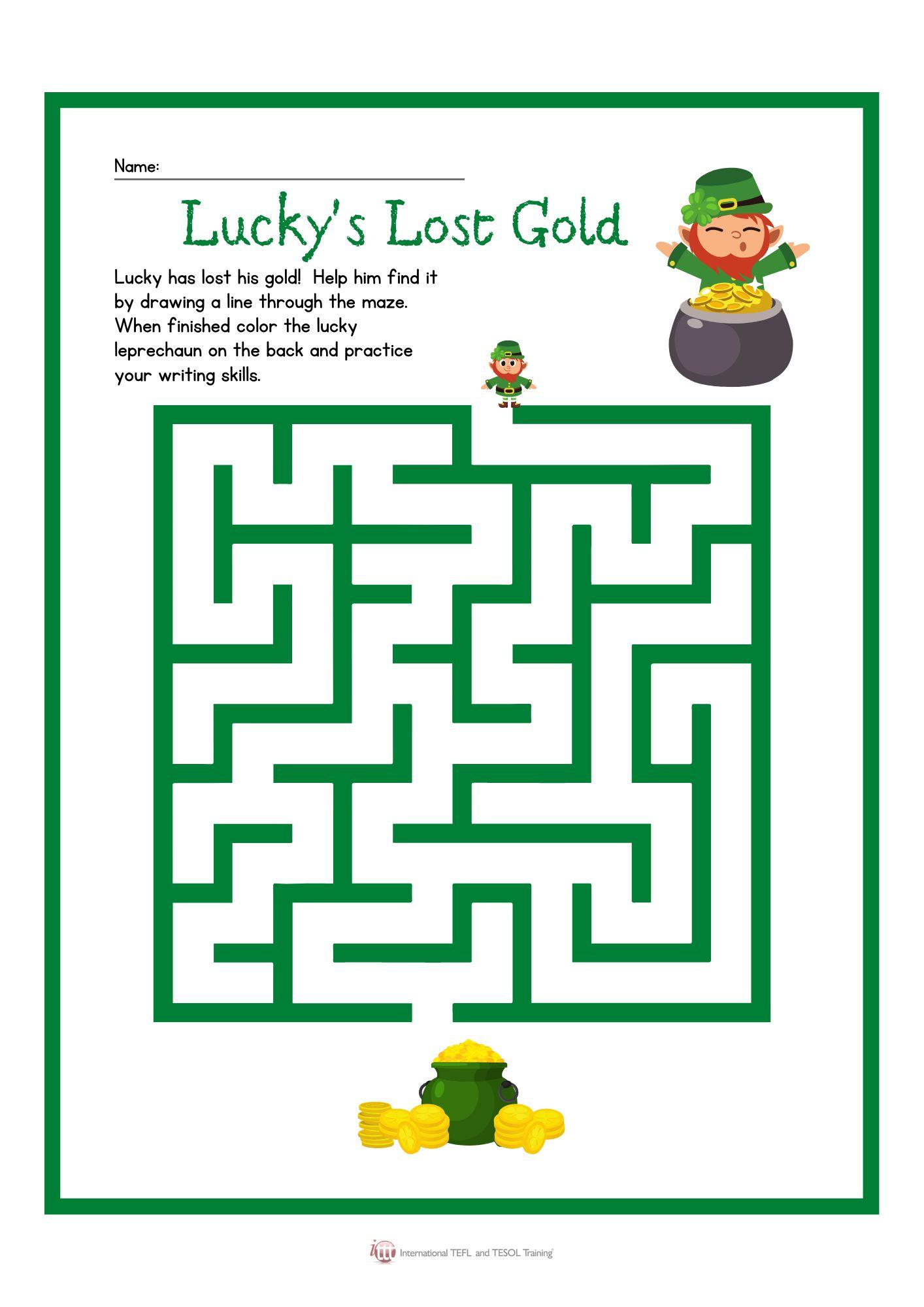Grammar corner EFL St. Patrick's Day Lucky's Lost Gold Maze