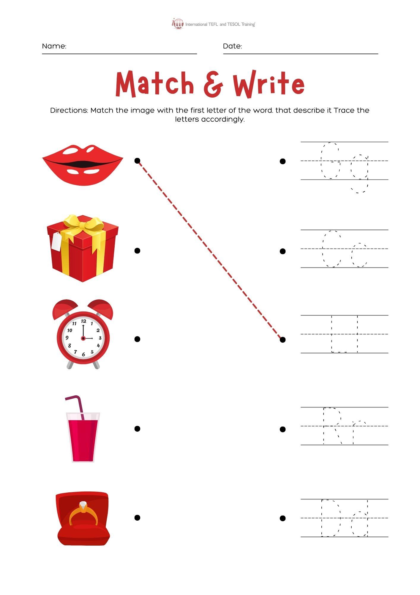 Grammar corner Match and Write Letters G C L R D