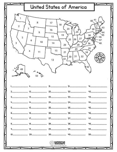 Grammar corner USA Map Worksheet