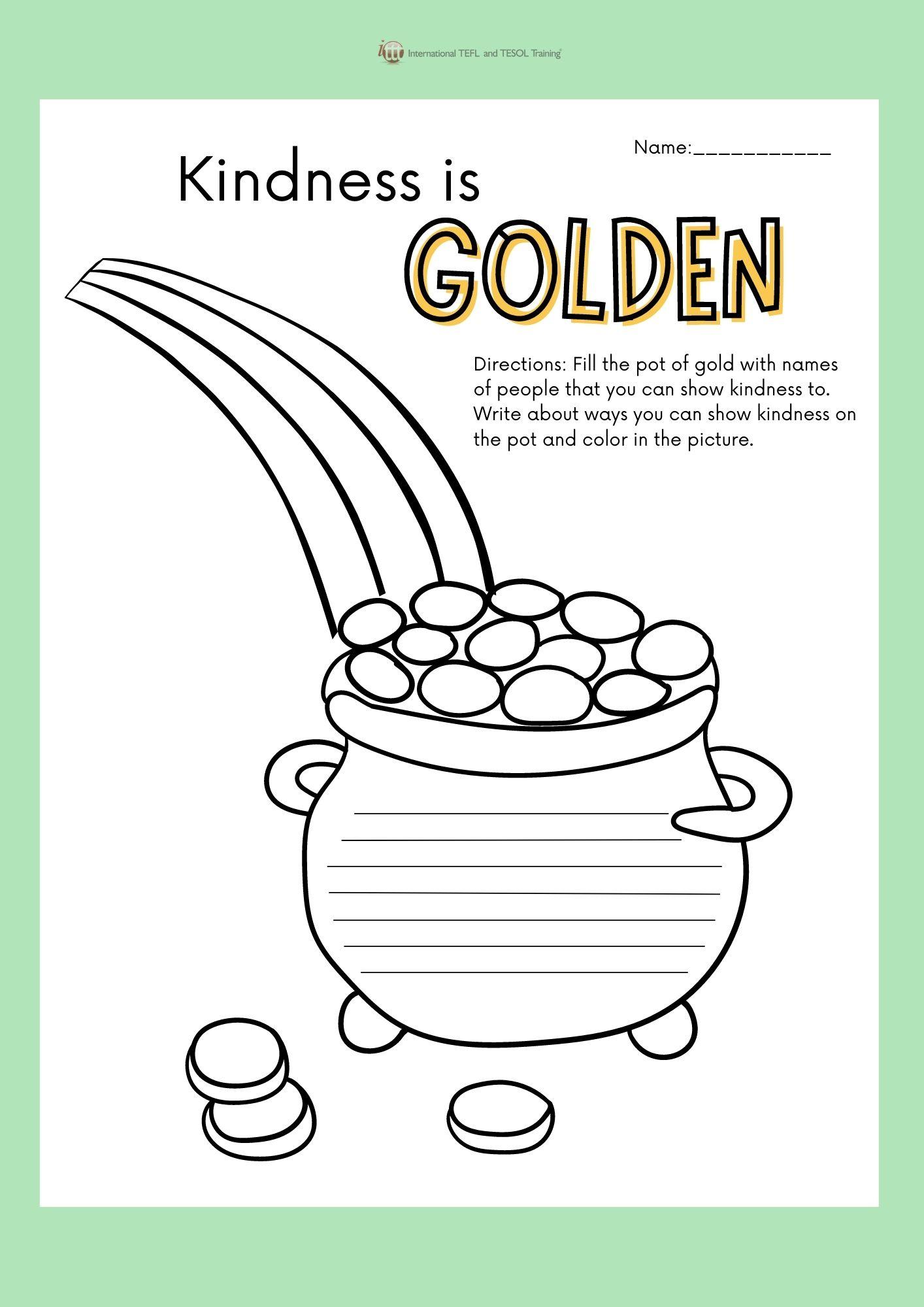 Grammar corner Kindness is Golden Writing Exercise