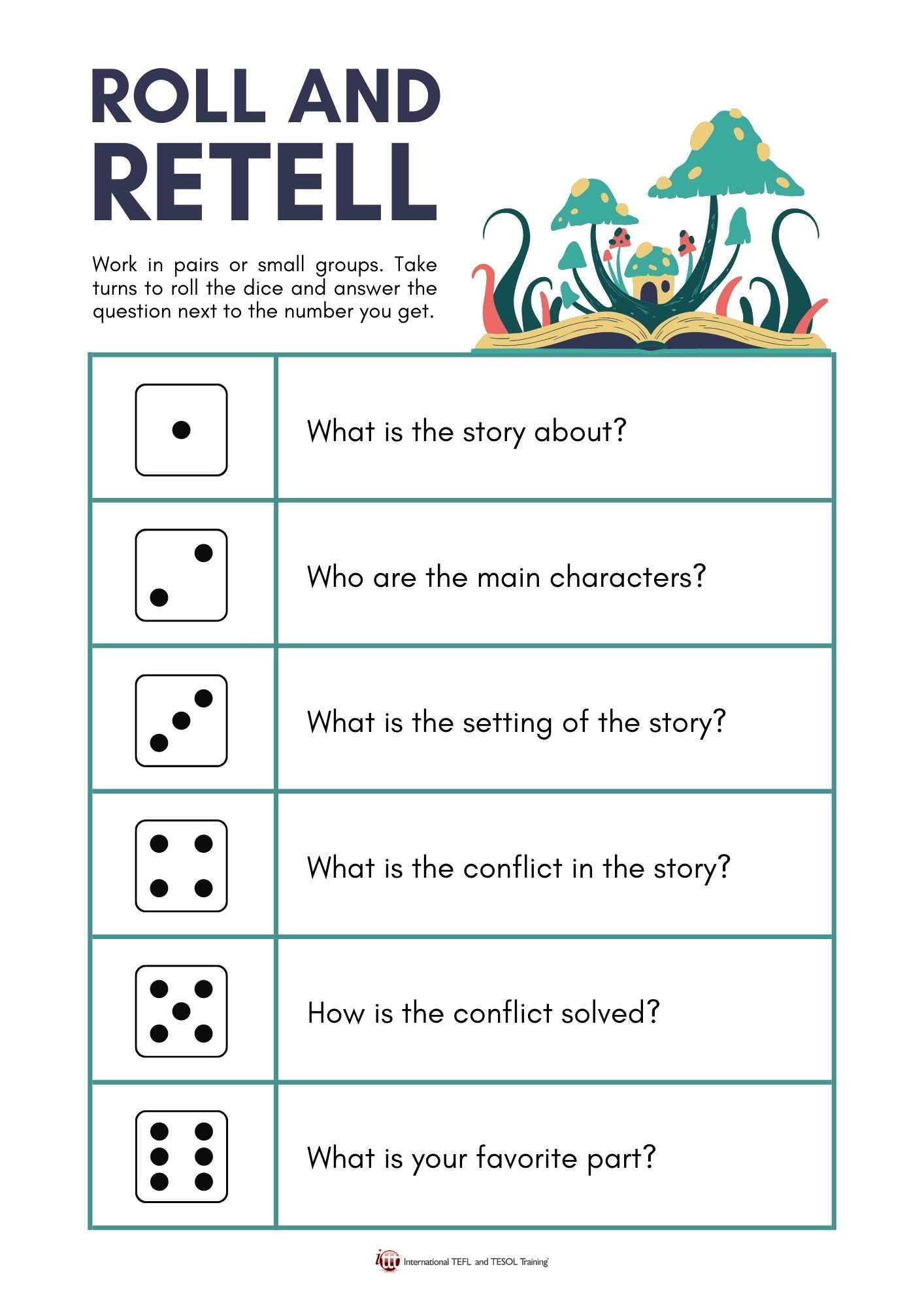Grammar corner Roll and Retell the Story