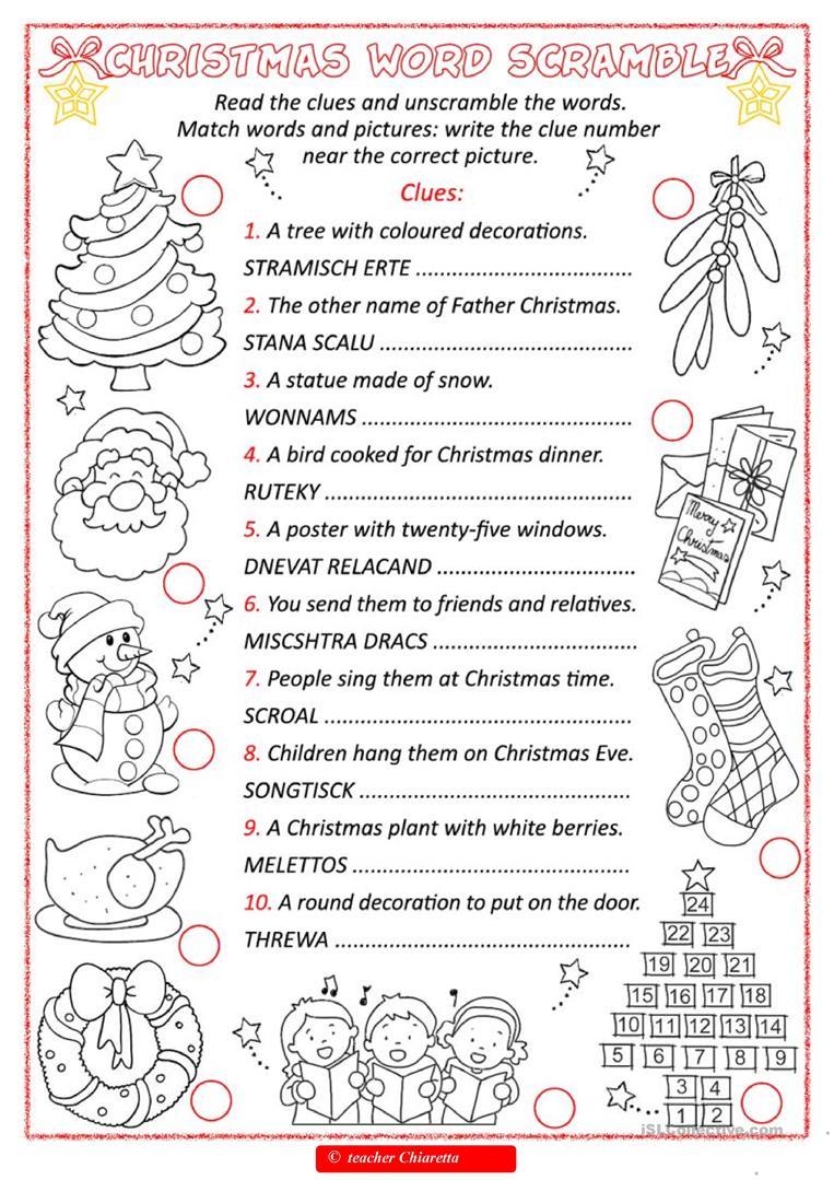 Grammar corner Christmas Word Scramble Activity