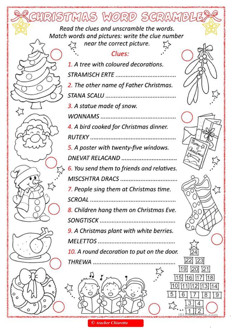 Grammar corner Christmas Word Scramble Activity