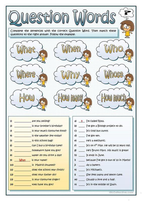 Grammar corner Questions Words Worksheet